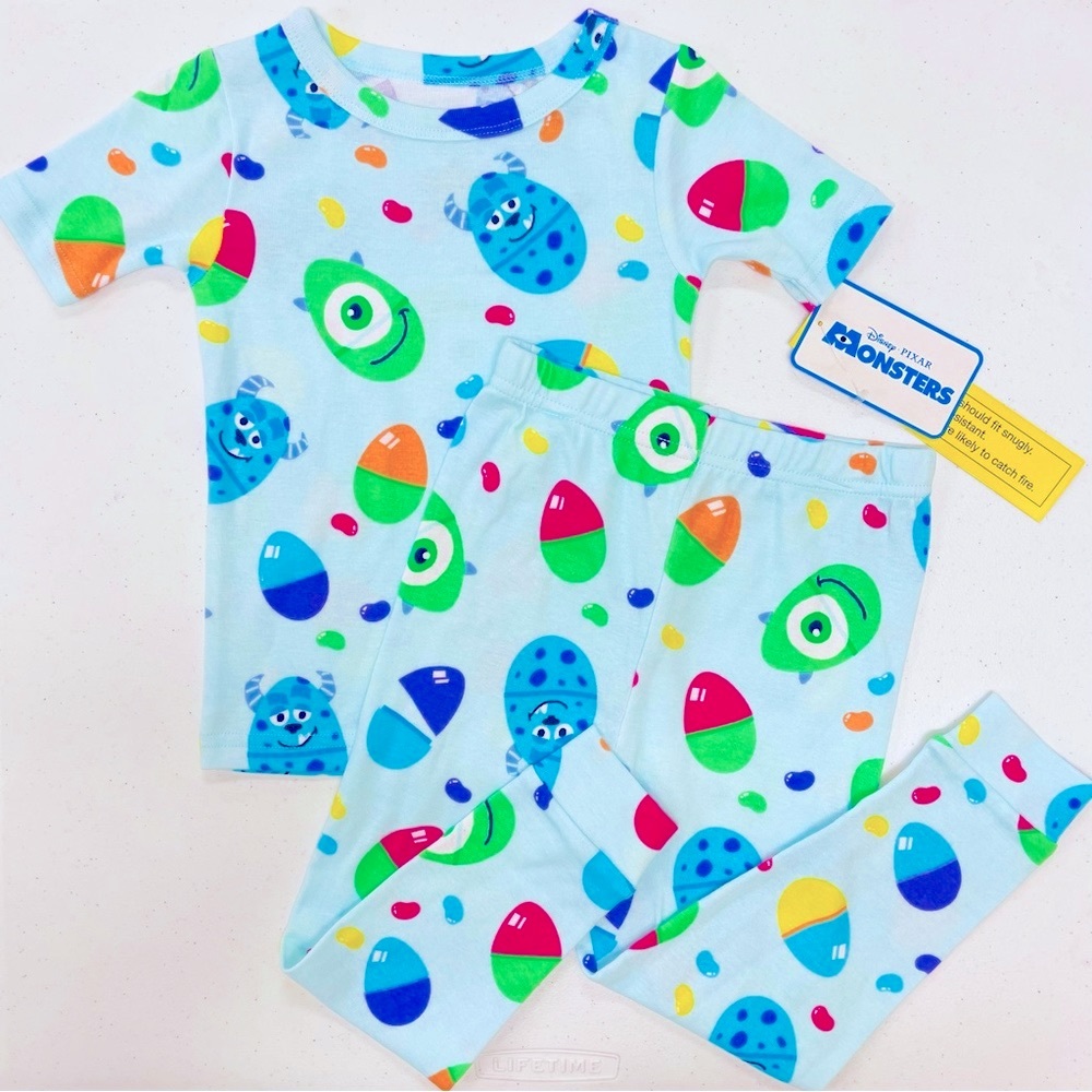 New Disney Monsters Inc Easter Pajamas Boys 5T Girls Mike Wazowski Sulley Cotton